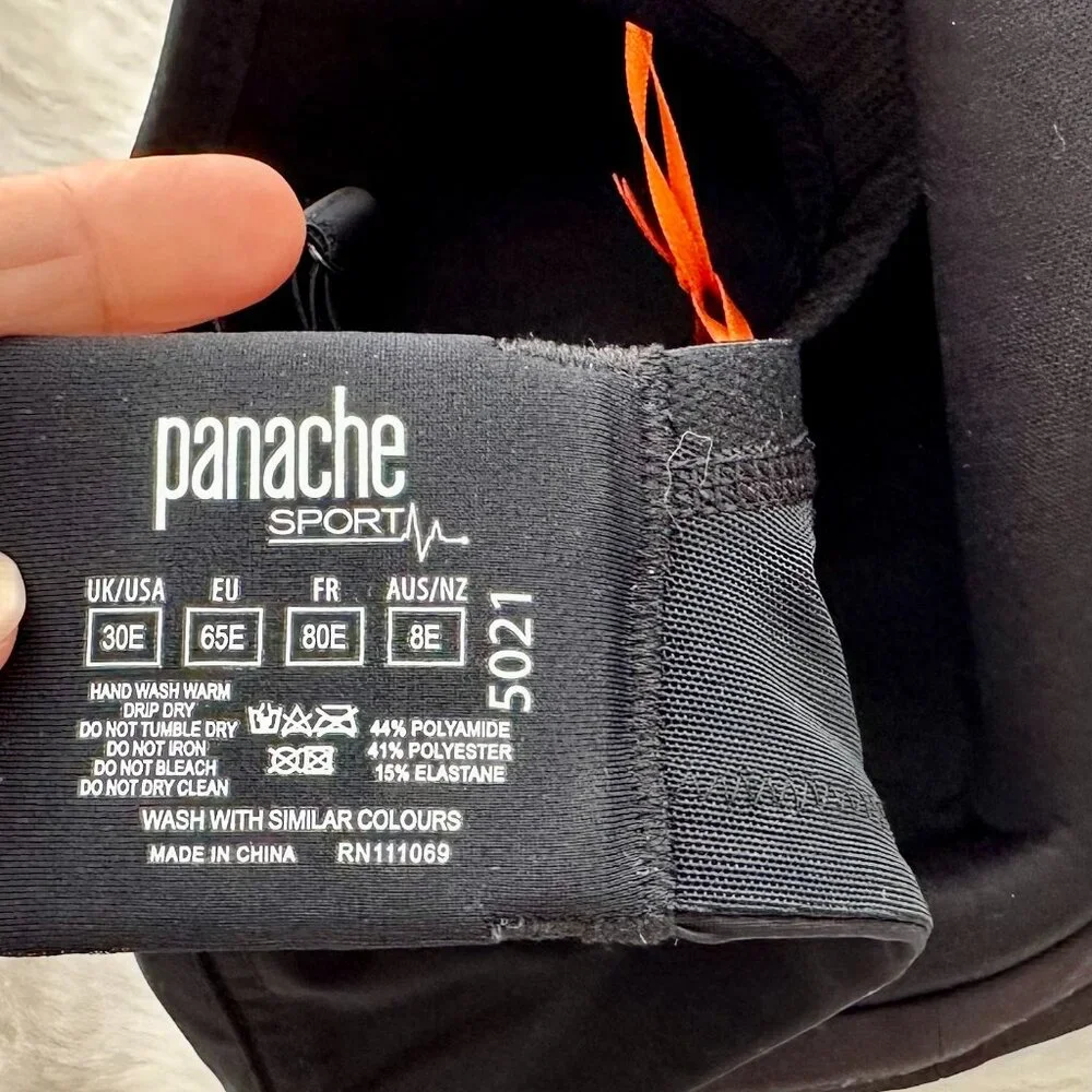 NWT Panache Black Underwire HIgh Impact Sports Bra - 30E - Picture 2 of 10